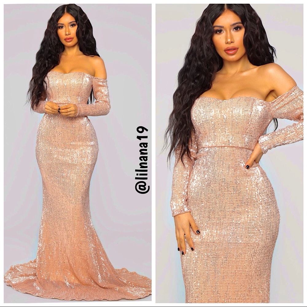 New! FASHION NOVA Sequin Mermaid Maxi Long Dress